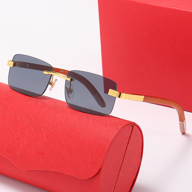 Brand Designer Sunglasses Mens Retro Vintage Eyeglasses Rectangle Frameless Rimless Wood Bamboo Sunglass Frames Womens Fashion Metal Eyeglass Gol