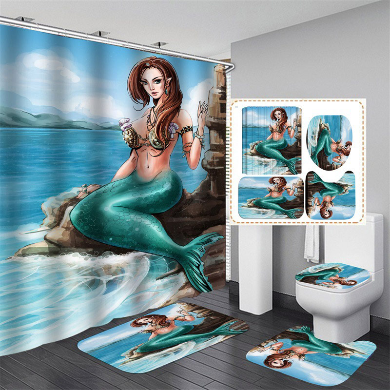 High Quatity Style Polyester Digital Printing Waterproof Shower Curtain Mermaid Shower Curtain Bathroom Non-slip Carpet And Shower Curtain
High Quatity Style Polyester Digital Printing Waterproof Shower Curtain Mermaid Shower Curtain Bathroom Non-slip Carpet And Shower Curtain