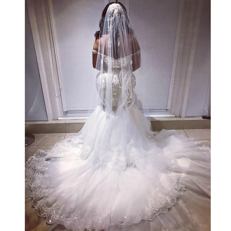 Plus Size Off the Shoulder Mermaid Wedding Dresses sweetheart Bling Beaded Appliques Sequined Wedding Gown Backless Tulle Bridal Dress