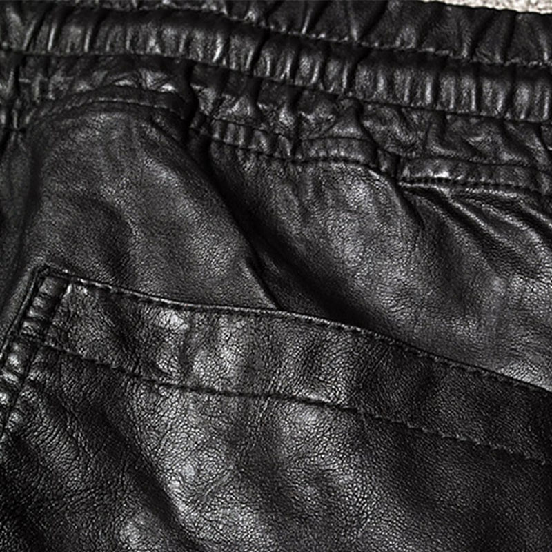 Men Joggers Faux Leather Jogger Pants Side Zipper Hip Hop PU Leather Harem Pants Zippered Leg Opening Pants Drawstring Waist 201114