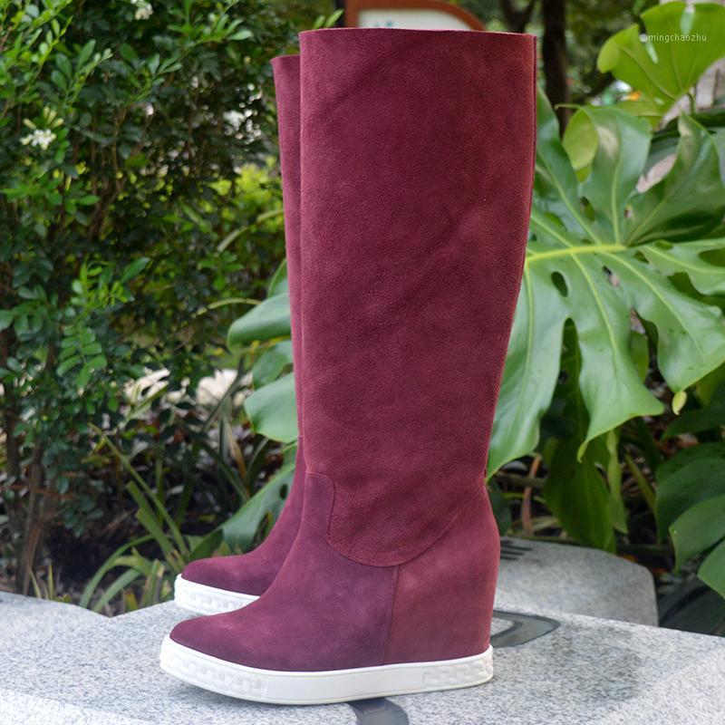 Fashion Maroon Red Suede Leather Knee Boots Two Wear Height Increasing Woman Shoes Thick Sole Slip On Bottine1
Fashion Maroon Red Suede Leather Knee Boots Two Wear Height Increasing Woman Shoes Thick Sole Slip On Bottine1