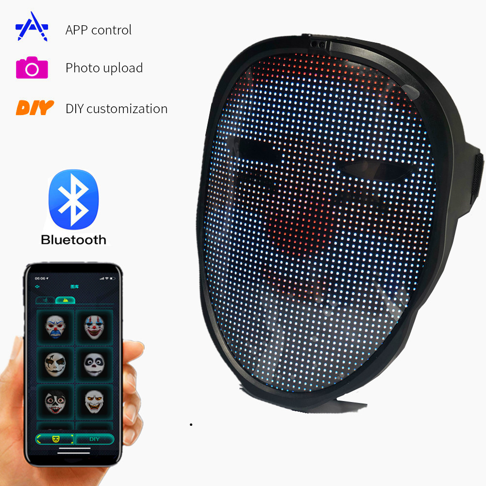 

Bluetooth DIY photo animation Glowing Face Mask APP Control Luminous Mask Smart LED Face-changing Light-emitting Party Mask Christmas Gift