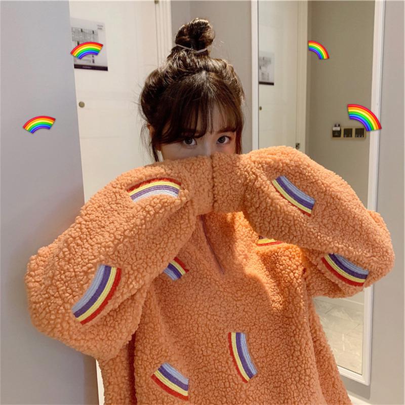 Lamb Velvet Stand-up Collar Pullover 2020 Women Autumn Winter New loose Wild Plus velvet Thick Plush Coat Trend Girl Student Top, Orange
Lamb Velvet Stand-up Collar Pullover 2020 Women Autumn Winter New loose Wild Plus velvet Thick Plush Coat Trend Girl Student Top, Orange