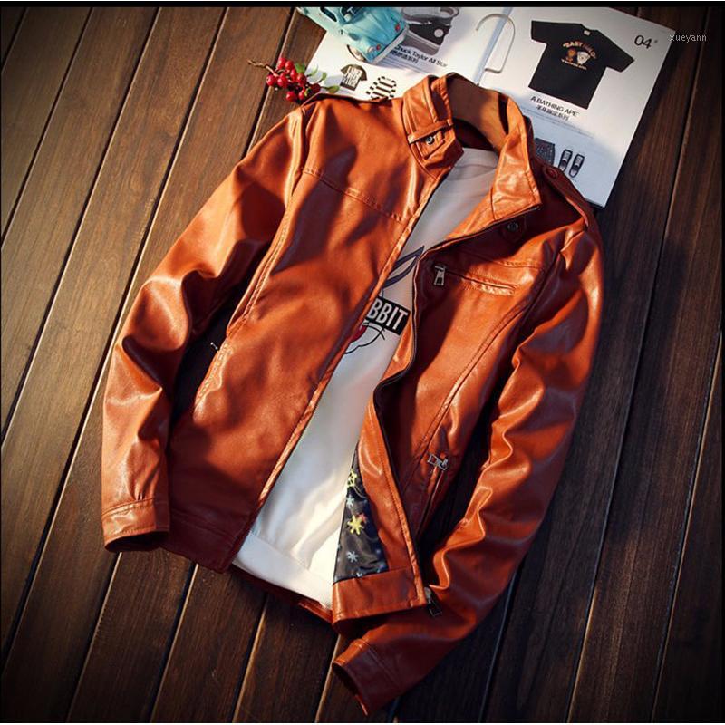 Men's Jackets Fashion Mens PU Leather Jacket Solid Warm Windbreaker Male Big Si…