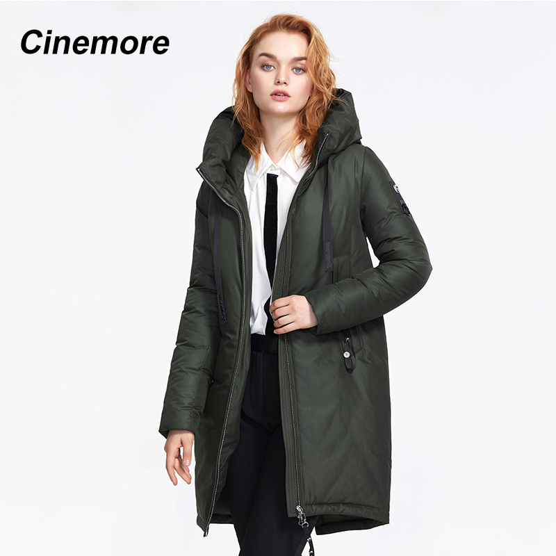 CINEMORE Winter new arrival women down jacket with a hood top thick cotton color fashionable long women coat for winter 201217