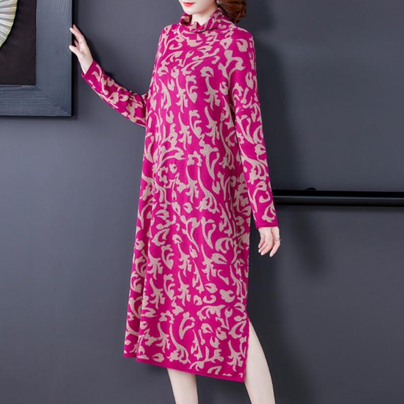 New Winter Casual Elegant Warm Loose Jacquard Knited Sweater Dresses Autumn Women Bodycon Turtleneck Long Wool Sweaters Dress, As show
New Winter Casual Elegant Warm Loose Jacquard Knited Sweater Dresses Autumn Women Bodycon Turtleneck Long Wool Sweaters Dress, As show