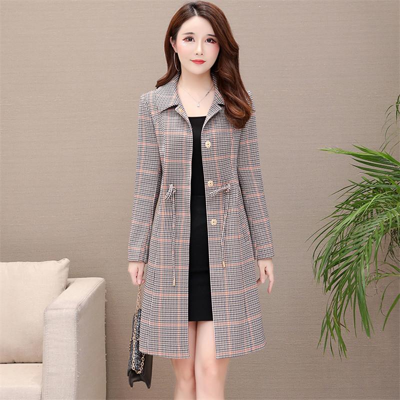 Spring Autumn Women Windbreaker 2020 New Mid-Long Plaid Female Coat Single-Breasted High Quality Large Size Ladies Jacket Qw045, Black
Spring Autumn Women Windbreaker 2020 New Mid-Long Plaid Female Coat Single-Breasted High Quality Large Size Ladies Jacket Qw045, Black