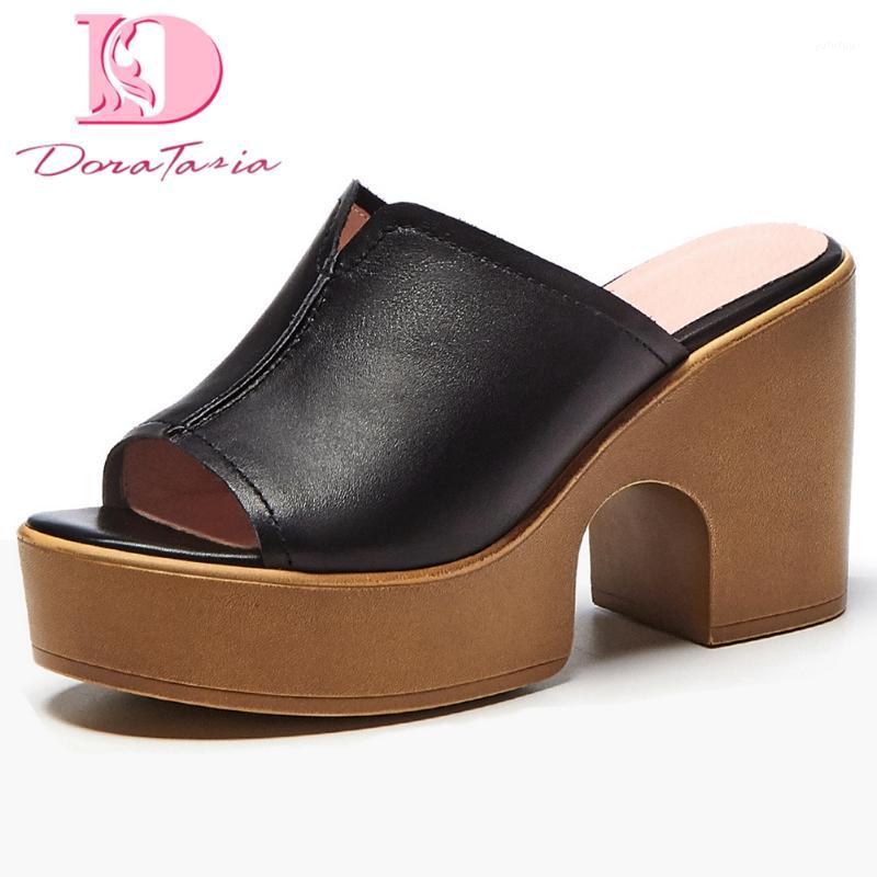 Doratasia 2020 square high heels on sale summer platform genuine leather cow skin women shoes slipper mules pumps1, Black
Doratasia 2020 square high heels on sale summer platform genuine leather cow skin women shoes slipper mules pumps1, Black