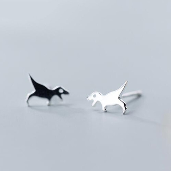 Small Dinosaur Stud Earrings 925 Sterling Silver Jewelry Fashion Cute Gift For Girls Kids Lady