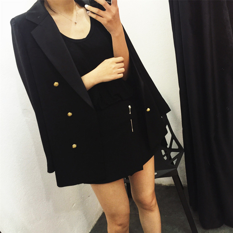 High quality professional women's suit large size Casual double-breasted temperament black ladies jacket Trendy office blazer 201201