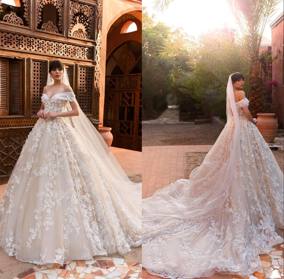 2021 New Simple Floral Off the Shoulder Darling Dress Ball No Court Tulle Train Wedding Gowns with Petticoats TKQX, White
2021 New Simple Floral Off the Shoulder Darling Dress Ball No Court Tulle Train Wedding Gowns with Petticoats TKQX, White