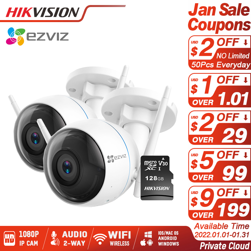 EZVIZ 2 PCS ezTube Smart IP Camera 1080p WiFi Motion Detect Night Vision Weatherproof IP66 Outdoor Network CCTV Camera