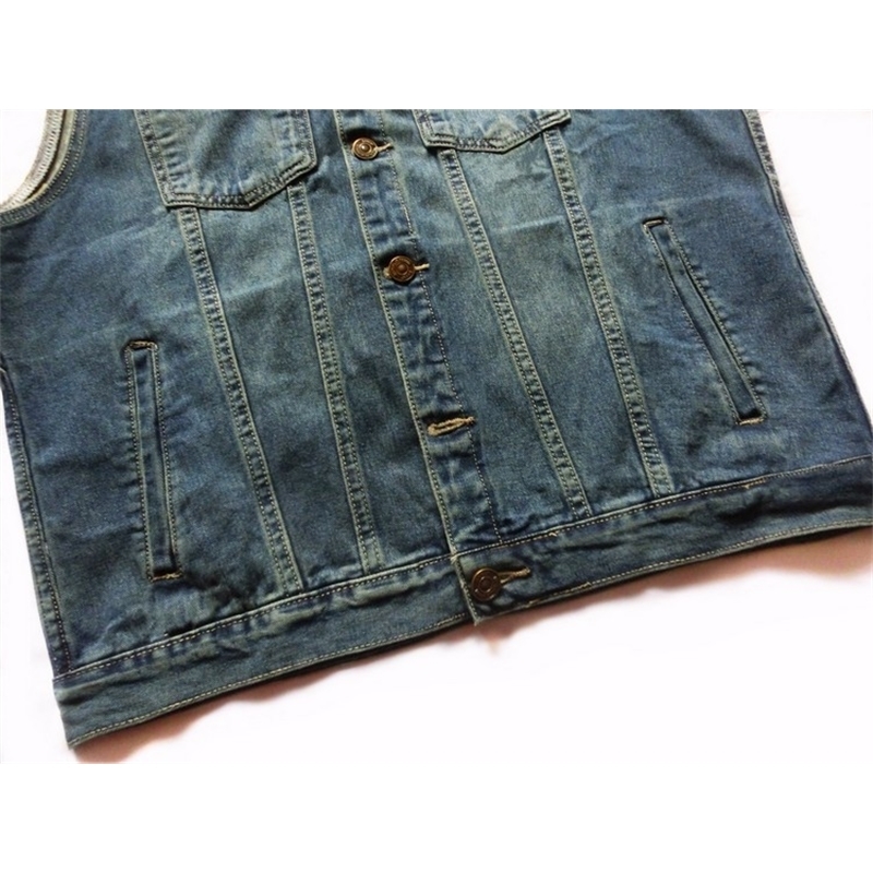 Denim vests blue Jeans Motorcycle vest Biker blue Jeans Sleeveless jacket punk Cowboy Fashion 6XL 201128