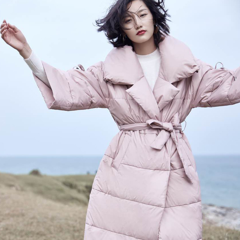 YVYVLOLO Women Winter Jacket 2019 New V-neck Fashion Loose Parka Women Winter Coat Warm Thicken Long Three Quarter Overcoat T200831