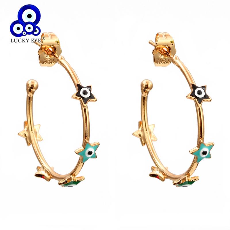 Lucky Eye Star Evil Eye Stud Earrings Gold Color Copper Circle Colorful Earrings Fashion Jewelry for Women Ladies Girls EY6428
Lucky Eye Star Evil Eye Stud Earrings Gold Color Copper Circle Colorful Earrings Fashion Jewelry for Women Ladies Girls EY6428