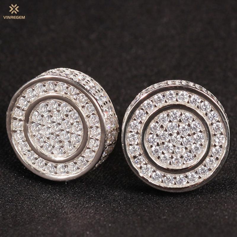 Stud Vinregem Hip Hop Rock 100% 925 Sterling Silver Created Moissanite Gemstone Personality Round Ear Studs Earrings Fine Jewelry, Golden;silver
Stud Vinregem Hip Hop Rock 100% 925 Sterling Silver Created Moissanite Gemstone Personality Round Ear Studs Earrings Fine Jewelry, Golden;silver