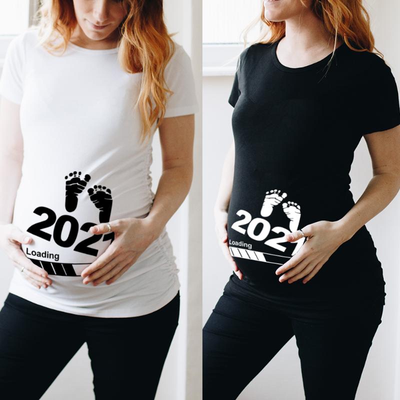 

Womens T-Shirt Baby Loading Printed Pregnant T Shirt Maternity Short Sleeve T-shirt Pregnancy Announcement Shirt New Mom Tshirts Clothes, P720-ystwh-