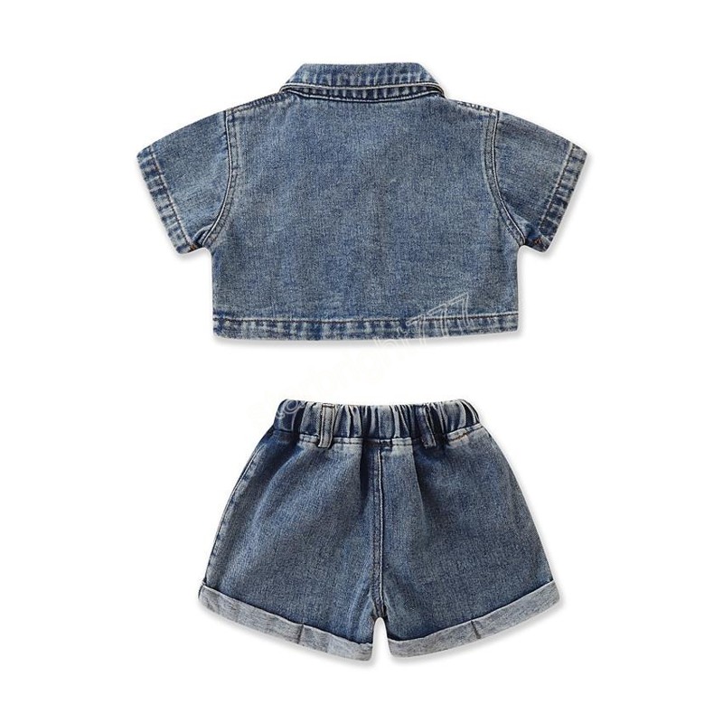 kids Clothing Sets girls Denim outfits children cardigan coat Tops+cowboy shorts 2pcs/set summer fashion Boutique baby clothes
