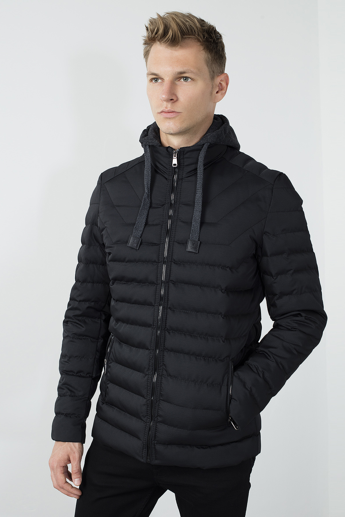 Buratti Zipper Removable Hooded Upright Collar Slim Fit Inflatable Coat MALE COAT 5855039 201028