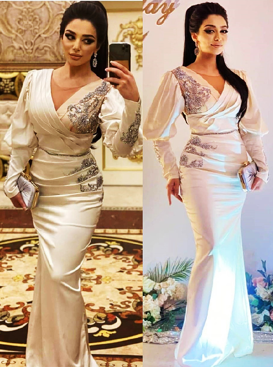 2022 Plus Size Arabic Aso Ebi Ivory Luxurious Mermaid Prom Dresses Beaded Crystals Evening Formal Party Second Reception Birthday Engagement Gowns Dre