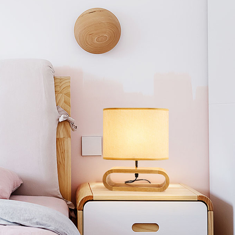 Nordic wood base table lamp cloth lampshade table lights for living room bedroom bedside desk lamp reading lights fixture E27