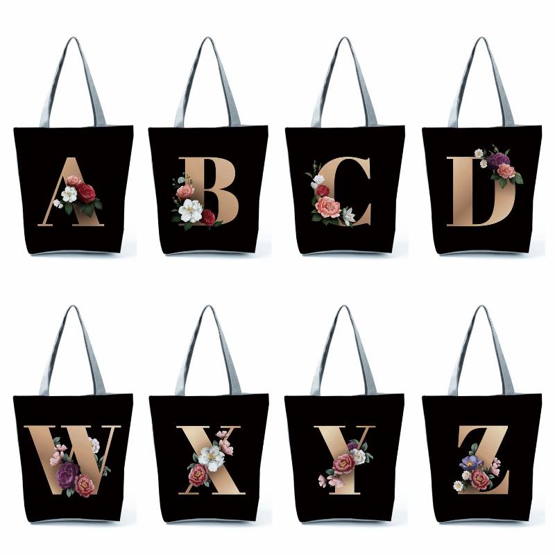 Evening Bags Black Background Gold Letter Floral Print Shopping Bag Ladies All-match Handbag Foldable Shopper Harajuku Style Eco Tote
Evening Bags Black Background Gold Letter Floral Print Shopping Bag Ladies All-match Handbag Foldable Shopper Harajuku Style Eco Tote