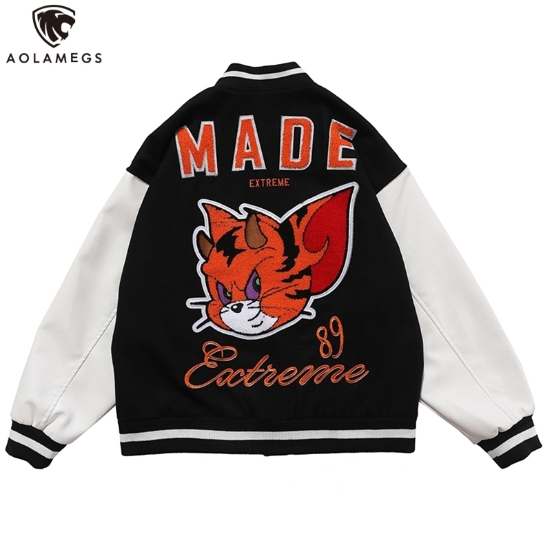 Aolamegs Hip Hop Jacket Men Cartoon Hit Color Animal Letter Patch Baseball Bomber Jacket Coats High Street Fashion men clothing 201118, Black
Aolamegs Hip Hop Jacket Men Cartoon Hit Color Animal Letter Patch Baseball Bomber Jacket Coats High Street Fashion men clothing 201118, Black
