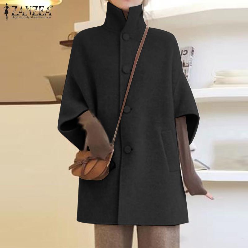 Womens Casual Single Breasted Bat sleeve Top Winter Autumn Woolen Coats ZANZEA Fashion Korean Lapel Outwear Solid Jackets -5XL, Black
Womens Casual Single Breasted Bat sleeve Top Winter Autumn Woolen Coats ZANZEA Fashion Korean Lapel Outwear Solid Jackets -5XL, Black