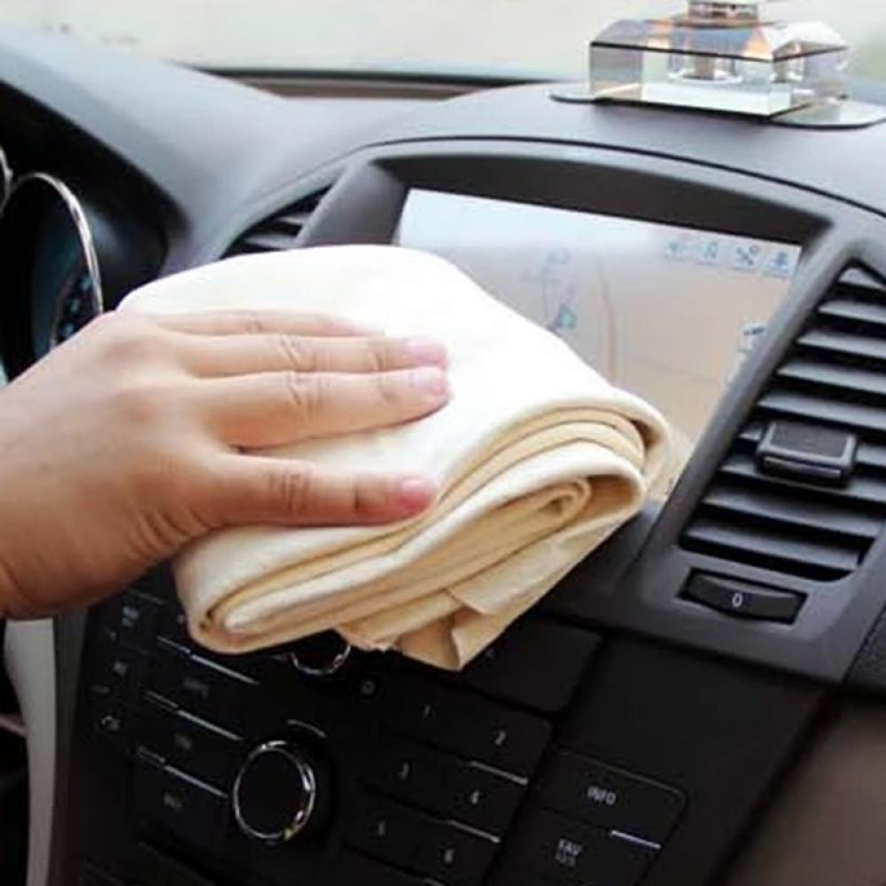 Auto Care Natural Chamois Car Cleaning Cloth Genuine Leather Wash Suede Absorbent Quick Dry Towel Streak Lint Free