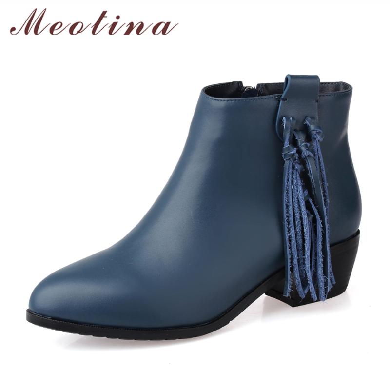Meotina Genuine Leather Women Ankle Boots Thick Heels Short Boots Tassel Lady Leather Fringe 2020 Autumn Shoes Black Blue
Meotina Genuine Leather Women Ankle Boots Thick Heels Short Boots Tassel Lady Leather Fringe 2020 Autumn Shoes Black Blue