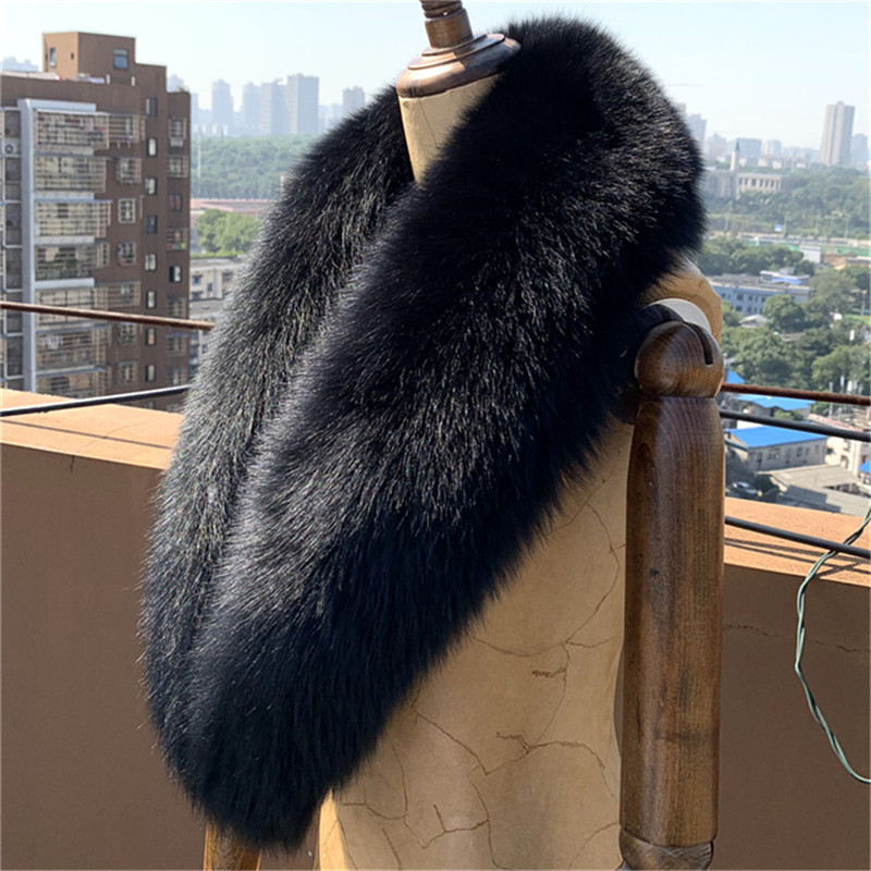 Winter Black Fox Fur Collar Women Scarf Shawl Collars Wraps Neck Warm Fur Scarves Female 201210