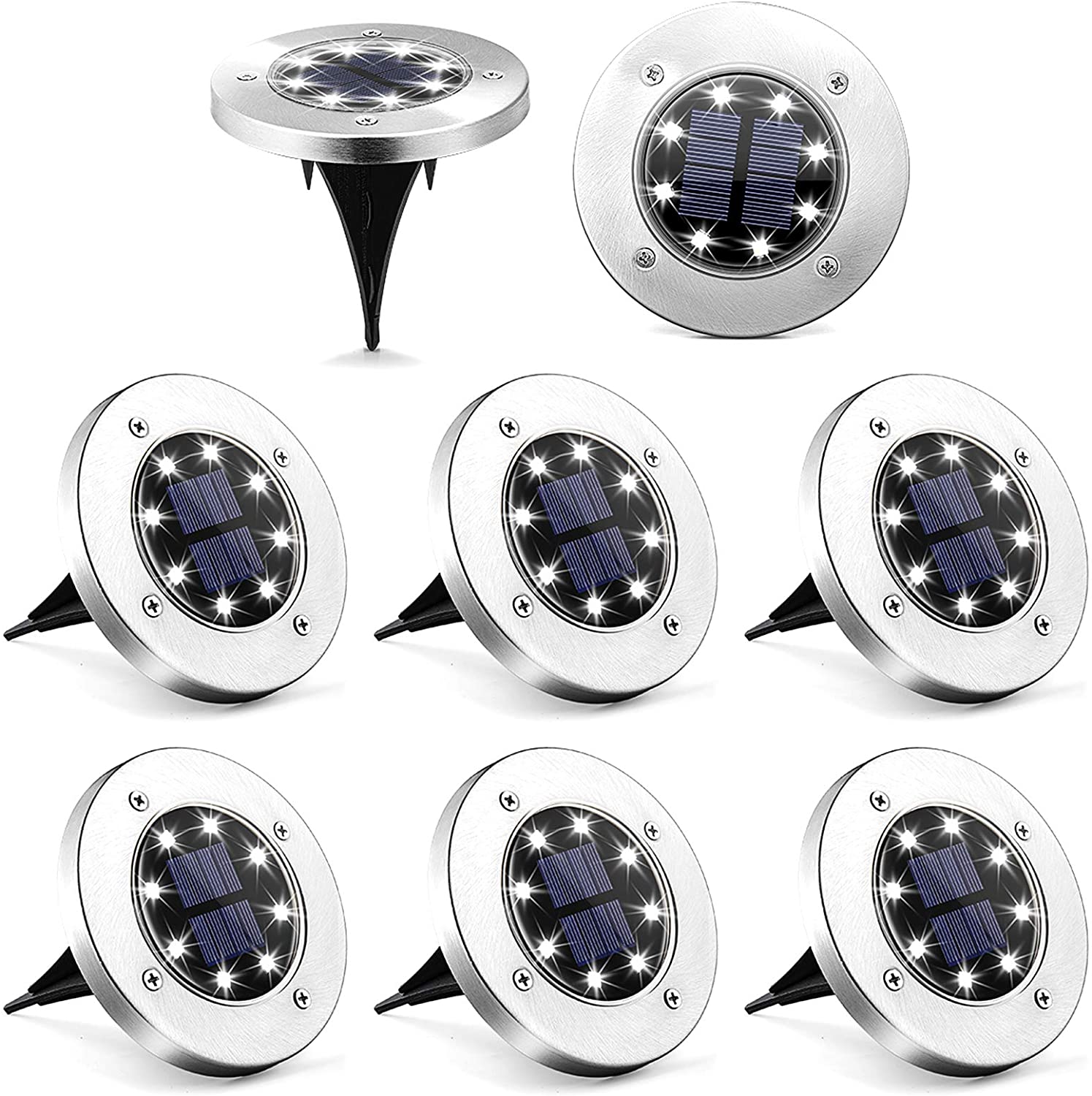 ASLIDECOR 8 LED Solar Powered Disk Lights Outdoor Waterproof Garden Landscape Lighting for Yard Deck Lawn Patio Pathway Walkway White
ASLIDECOR 8 LED Solar Powered Disk Lights Outdoor Waterproof Garden Landscape Lighting for Yard Deck Lawn Patio Pathway Walkway White