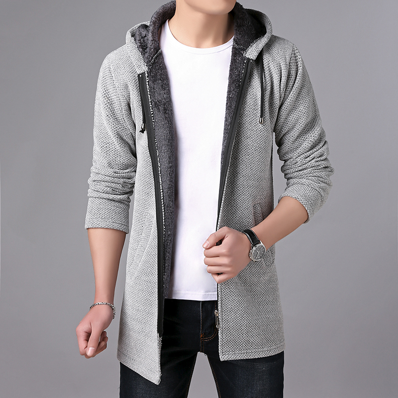New Mens Sweater Autumn Winter Thick Warm Long Cardigan Men Hooded Sweater Coat Male Cardigan Sweater Jacket Casual Clothes 201124