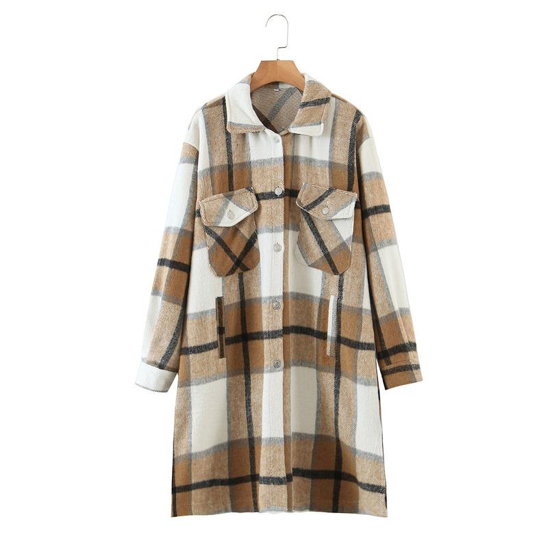 2021 Autumn winter women plaid extended coat shirt casual warm coat fashion versatile long shirt women, Green
2021 Autumn winter women plaid extended coat shirt casual warm coat fashion versatile long shirt women, Green
