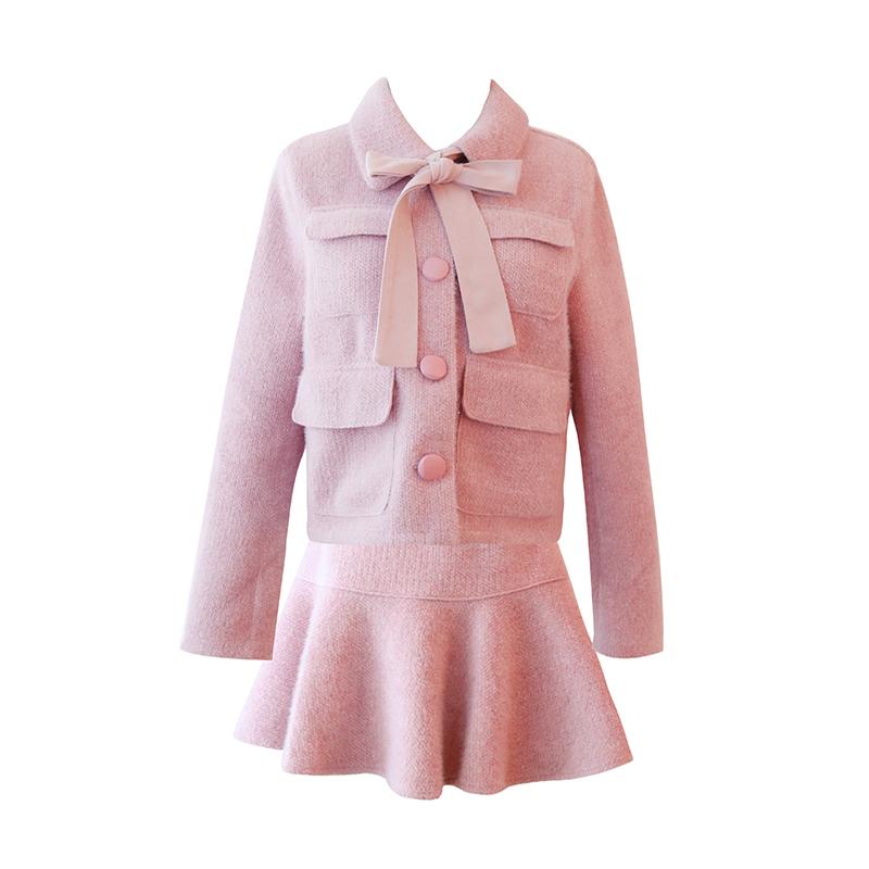 Black White Turn Down Collar Jacket Mini Skirt Knitted Two Pieces Set Women Pocket Bow Button Pink White T0476
Black White Turn Down Collar Jacket Mini Skirt Knitted Two Pieces Set Women Pocket Bow Button Pink White T0476