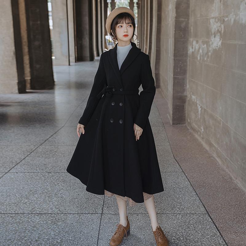 Autumn Winter Vintage Women Coat Woolen cloth Loose Long overcoat France style Thicken Female Black coat 2020 HOT, Picture show
Autumn Winter Vintage Women Coat Woolen cloth Loose Long overcoat France style Thicken Female Black coat 2020 HOT, Picture show