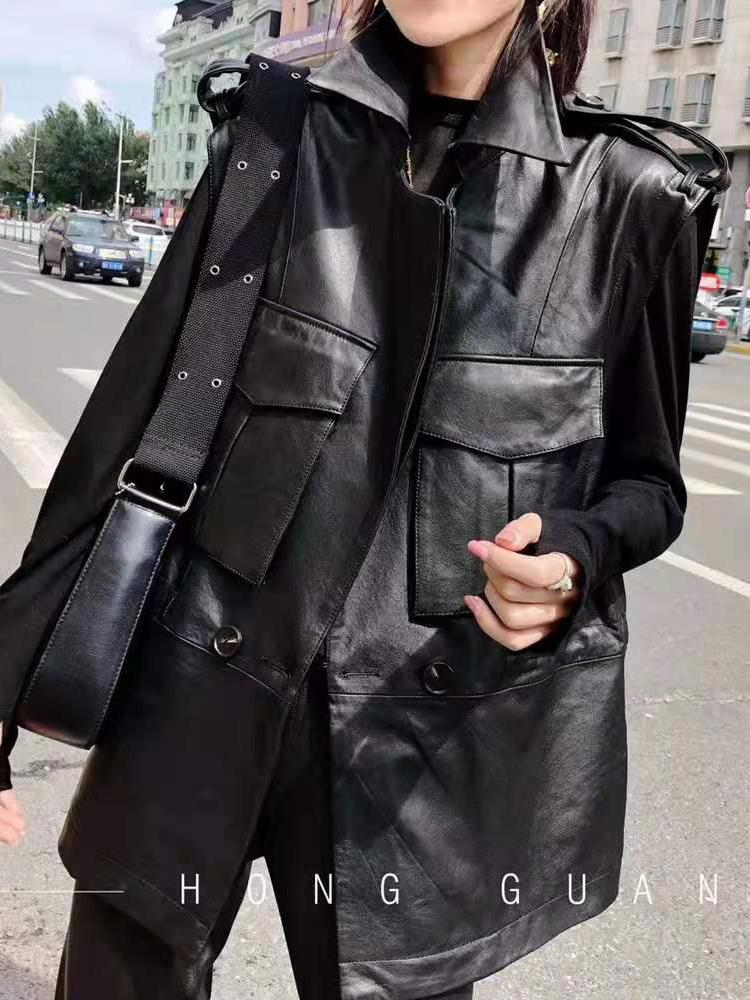 De Limited Couro Feminino Sale Jaqueta Women' Tooling Leather Vest Pocket Sheep Skin 2021 New Long Large Size Female Full, Black
De Limited Couro Feminino Sale Jaqueta Women' Tooling Leather Vest Pocket Sheep Skin 2021 New Long Large Size Female Full, Black