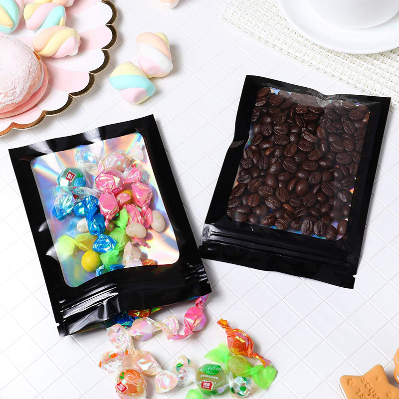 5 Colors Smell Proof Mylar Bags Resealable Odor Proof Bags Holographic Packaging Pouch Bag With Clear Window For Food LX4577