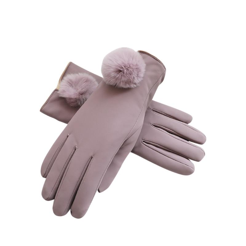 Ladies'Furry PU Leather Gloves Pom Pom Beanies Warm Glove Five Fingers Mittens Solid Winter Gloves Women guantes mujer invierno
Ladies'Furry PU Leather Gloves Pom Pom Beanies Warm Glove Five Fingers Mittens Solid Winter Gloves Women guantes mujer invierno