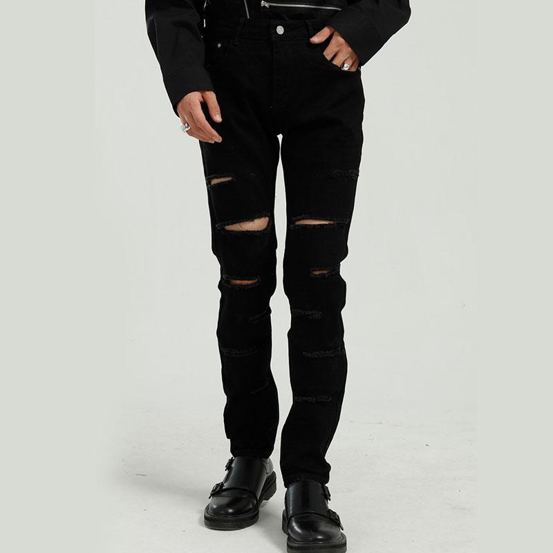 Men Broken Hole Slim Fit Black Denim Trousers Male Streetwear Hip Hop Vintage Jeans Pencil Pant, 177
Men Broken Hole Slim Fit Black Denim Trousers Male Streetwear Hip Hop Vintage Jeans Pencil Pant, 177