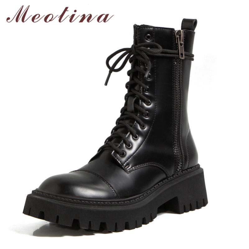 Meotina Mid Calf Boots Genuine Leather Platform Chunky Heels Motorcycle Boots Women Lace Up Zip Mid Heel Ladies Shoes 40, Black
Meotina Mid Calf Boots Genuine Leather Platform Chunky Heels Motorcycle Boots Women Lace Up Zip Mid Heel Ladies Shoes 40, Black