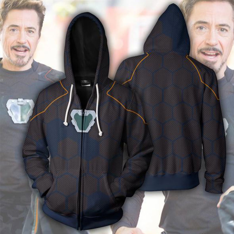 Tony Stark Hoodie Sweatshirt Oversized Hoodies Streetwear Casual Tracksuit Cospaly Clothes for Men Women 3D Print Zipper Hooded C1117