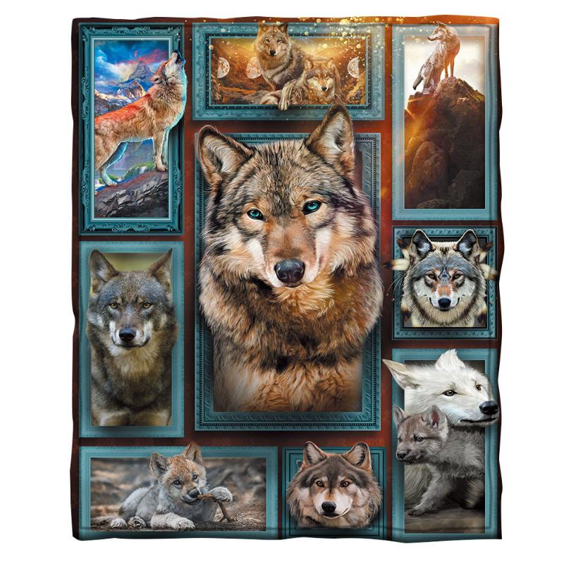 

Wolf 3d printed fleece blanket for Beds Hiking Picnic Thick Quilt Fashionable Bedspread Sherpa Throw Blanket 06