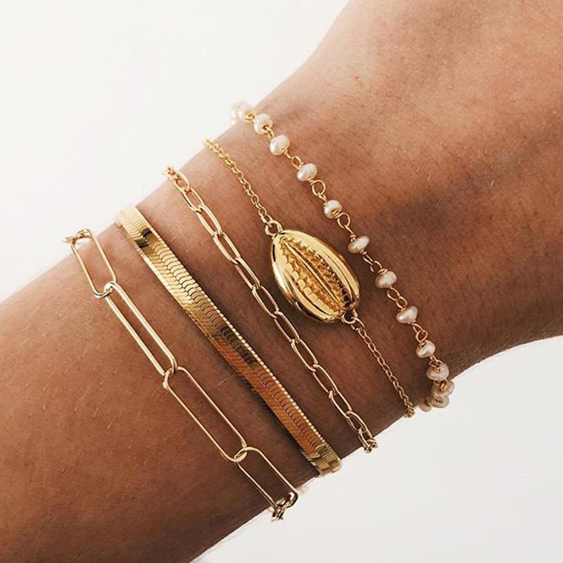 5 Pcs/Set Women Bracelets Fashion Beach Irregular Snake Chain Shell Pearl Multilayer Adjustable Bracelet Lady Retro Jewelry
5 Pcs/Set Women Bracelets Fashion Beach Irregular Snake Chain Shell Pearl Multilayer Adjustable Bracelet Lady Retro Jewelry