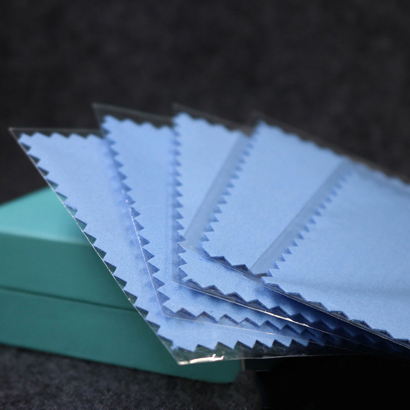 Cleaning Silver Polishing Cloth With Bag for Sterling Silver Jewelry Anti Tarnish Blue Color Microfiber Suede