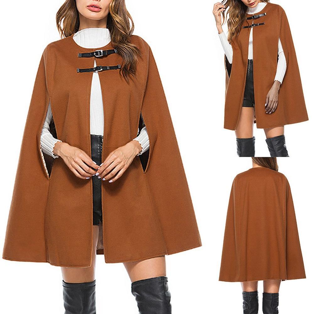 Autumn Winter cape femme Lady Womens Warm Solid Colort Bats Cape Coat Jacket Cardigan Outerwear poncho capas de mujer CD 201214