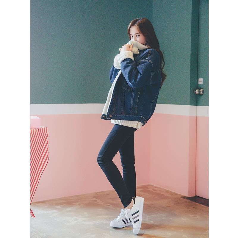VANGULL New Winter Jacket Coat Women Fleece Liner Denim Bomber Jackets Retro Thick Autumn Elegant Fashion Autumn Coats 201019