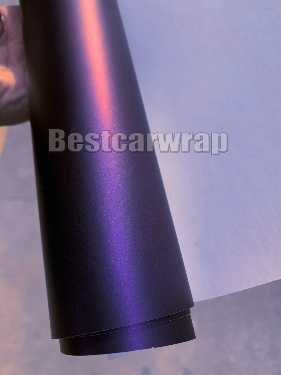 Premium Iridescent Matte black Purple Vinyl Car Wrap Film with air bubble Free For Like 3M quality initial low tack glue 1.52x20m