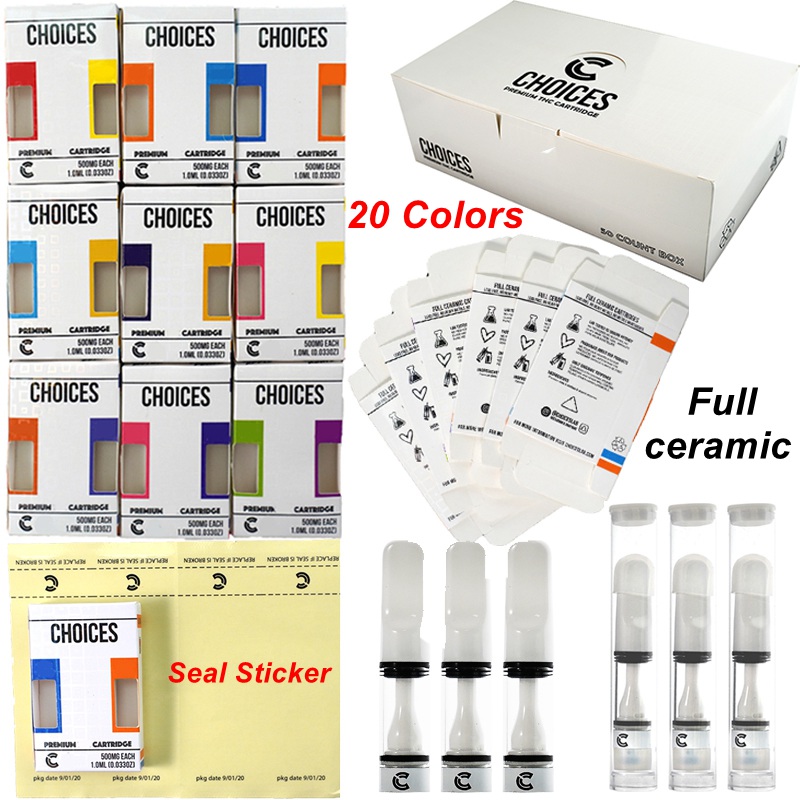 Choices Vape Cartridges Full Ceramic Cart 510 Thread Battery Atomizers 20 Colors Vapes 0.5ml Press On Seal Sticker Empty Oil Carts Hologram Packaging
Choices Vape Cartridges Full Ceramic Cart 510 Thread Battery Atomizers 20 Colors Vapes 0.5ml Press On Seal Sticker Empty Oil Carts Hologram Packaging