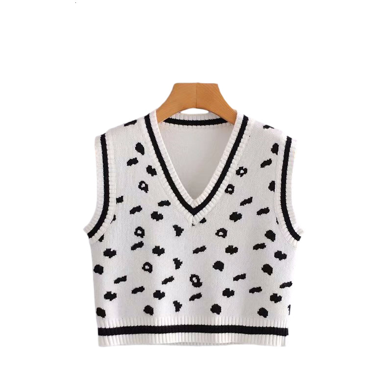New Streetwear Women Cow Spots Sweaters Tanks 2021 Fashion Ladies V-neck Knitted Vests Causal Female Chic Pullovers Slim Girl 3131, White
New Streetwear Women Cow Spots Sweaters Tanks 2021 Fashion Ladies V-neck Knitted Vests Causal Female Chic Pullovers Slim Girl 3131, White
